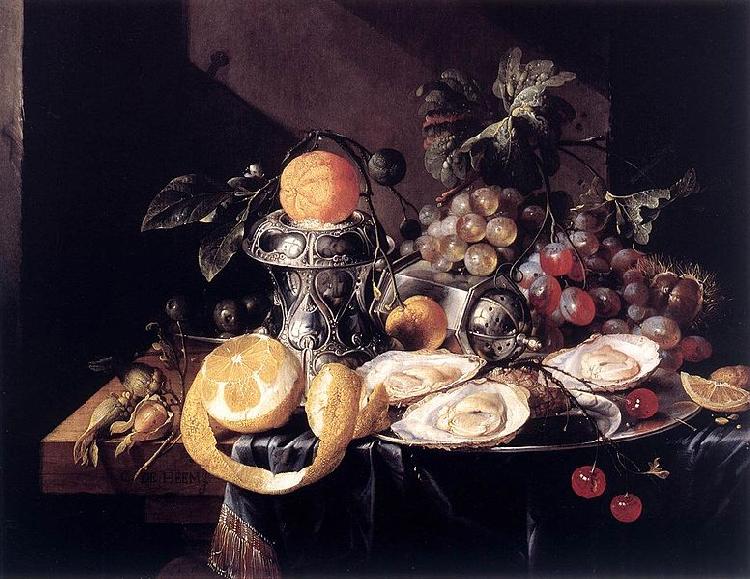 Cornelis de Heem Still-Life with Oysters, Lemons and Grapes oil painting picture